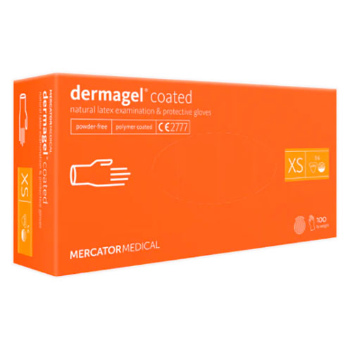 Latexhandske, operationshandske, XS, hvid, dermagel belagt, (100 stk.)
