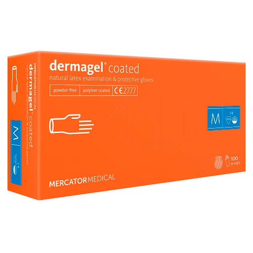 Latexhandske, operationshandske, M, hvid, dermagel belagt, Mercator, (100 stk.)