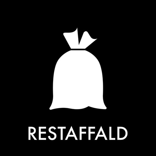 Piktogram til restaffald, 12x12cm, sort, folie,  selvklæbende, (1 stk.)