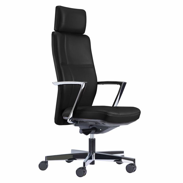 Ergonomisk kontorstol med nakkestøtte, med justerbar lændestøtte, med armlæn, sort, Sonoma, (1 stk.)