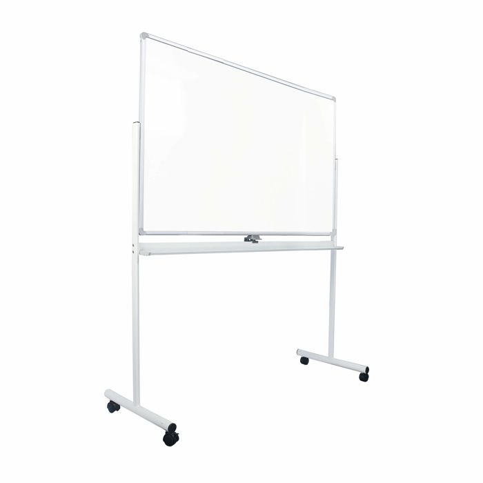 Magnetisk whiteboard på hjul, vendbar, hvid, ECO, låsbare hjul, flere størrelser, med pennebakke, (1 stk.) (90x150cm)