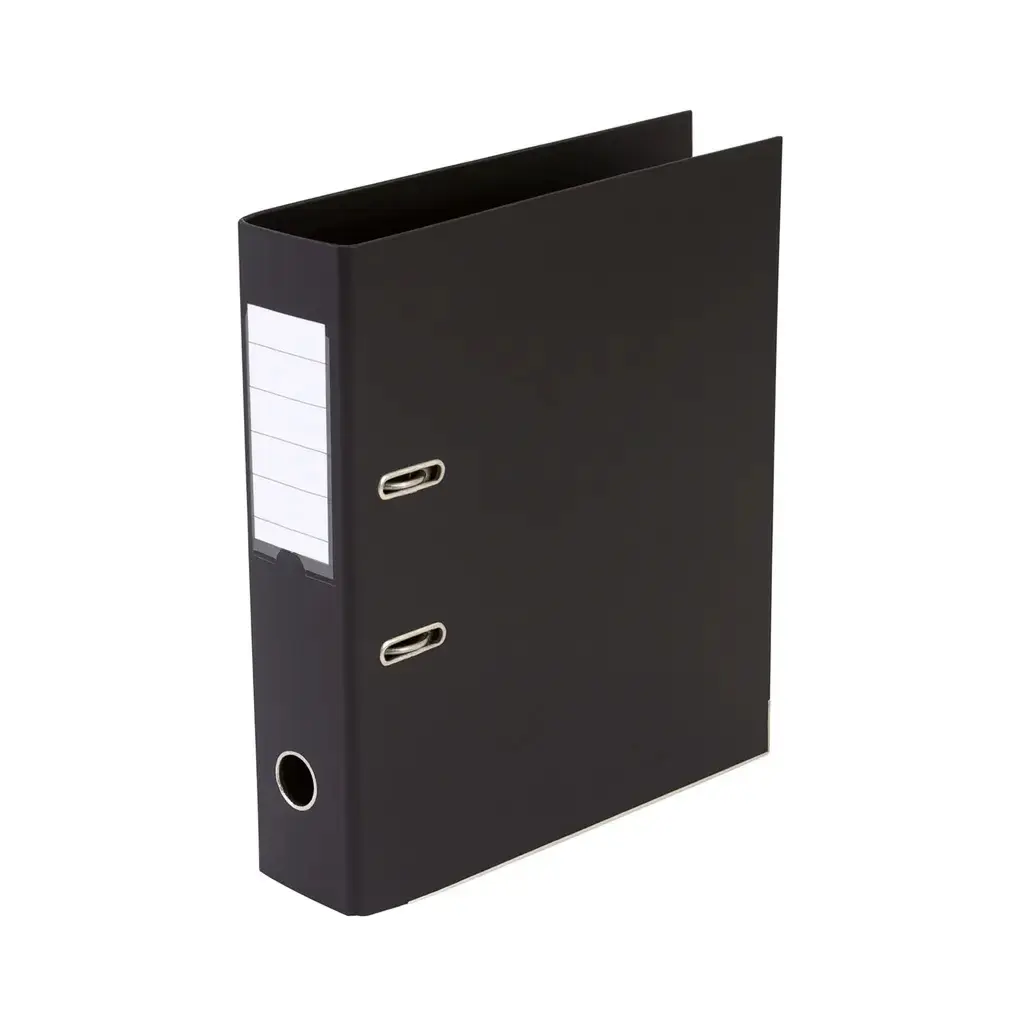 Brevordner, mappe, Q-Line, sort, A4, metalskinne, 75mm ryg, (10 stk.)