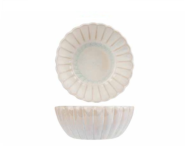 Skål, rund/bølget, 0,8L, Ø16,6x6,7cm, hvid/lyseblå, stentøj, ASTERA PURE, (4 stk.)