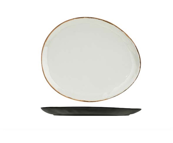 Middagstallerken, hvid, oval, Ø32x27,7x2,5cm, melamin, ubrydelig, PLATO, (12 stk.)
