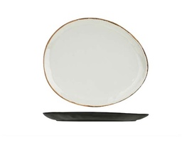 Middagstallerken, hvid, oval, Ø32x27,7x2,5cm, melamin, ubrydelig, PLATO, (12 stk.)