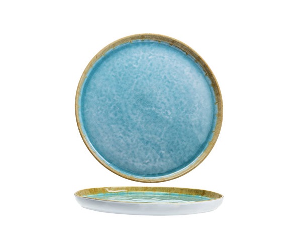 Middagstallerken, rund, Ø26cm, hvid/blå, ubrydelig, melamin, LAGUNA AZZURRO, (12 stk.)