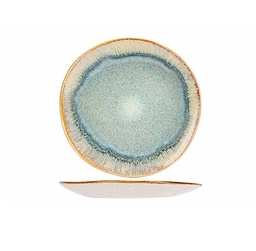 Desserttallerken, rund, Ø22,5x2,5cm, grøn/beige, stentøj, COBALT, (24 stk.)