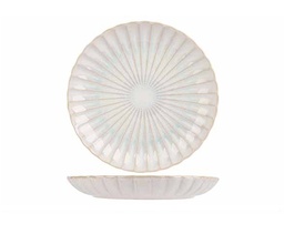 Middagstallerken, rund/bølget, Ø27,4x3,8cm, hvid/lyseblå, stentøj, ASTERA PURE, (12 stk.)