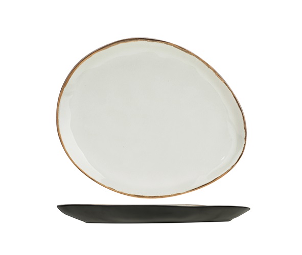 Frokosttallerken, hvid, oval, Ø19,5x16,5x2cm, melamin, ubrydelig, PLATO, (12 stk.)