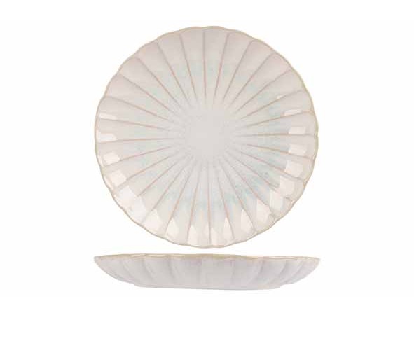 Desserttallerken, rund/bølget, Ø20,8x2,8cm, hvid/lyseblå, stentøj, ASTERA PURE, (24 stk.)