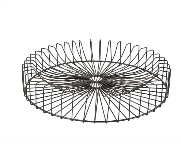 Frugtskål, rund, sort, krom, Ø40x6cm, ORBIT, (1 stk.)