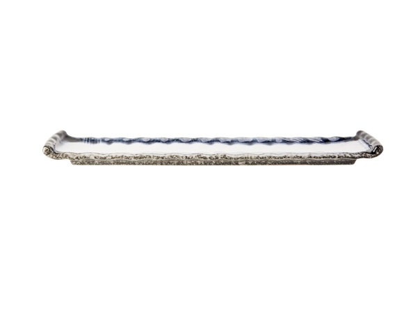 Serveringsfad, stentøj, 43x9x3,2cm, hvid/grå, SEA PEARL, (3 stk.)