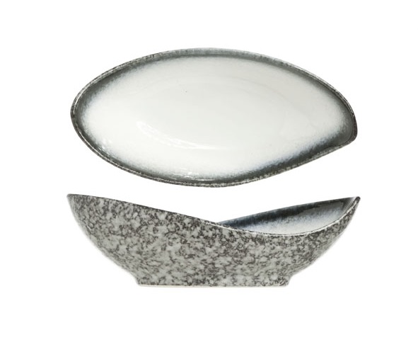 Skål, Ø10x5x3cm, oval, stentøj, lys farve, SEA PEARL, (12 stk.)