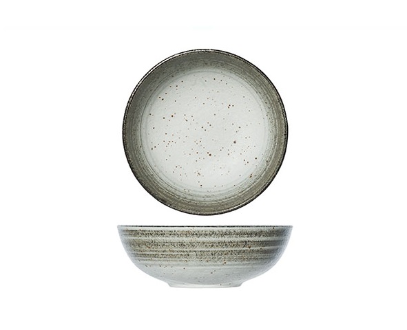 Skål, hvid/natur-farvet, Ø16,5x5,8cm, stentøj, SPLENDIDO, (5 stk.)