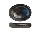 Skål, 410ml, 24x21x5,5cm, stentøj, sort, oval, YORU, (1 stk.)