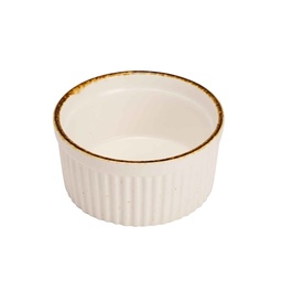 Ramekin, 125 ml, Ø8,8x4,4cm, porcelæn, hvid med brun kant, BRISBANE, (6 stk.)
