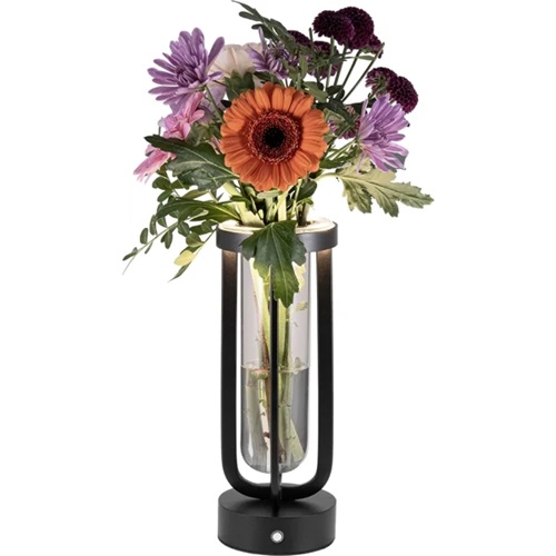 LED bordlampe/vase, FLORENCE, Securit, ledningsfri og genopladelig, sort (1 stk.)