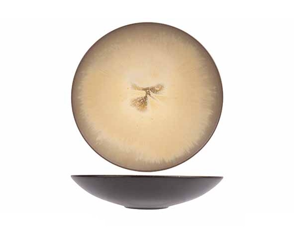 Skål, Ø26,5x6cm, grå/gul, stentøj, DIVINE MOON, (3 stk.)