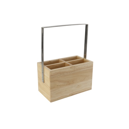 Bestikholder i træ, 18,4x10x24,6cm, 4 rum, (1 stk.)