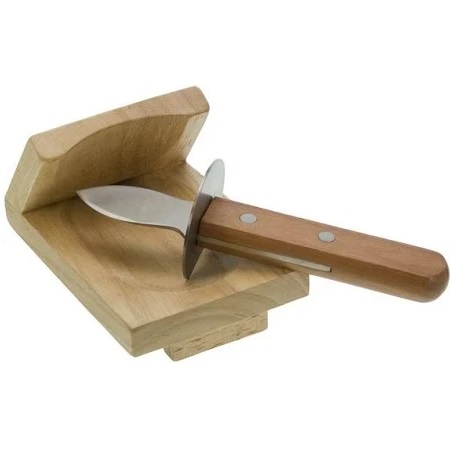 Østerskniv inkl. holder i træ, 12,6x7,8x5,9cm, (1 stk.)