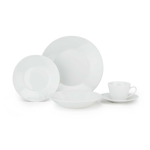 Tallerkensæt med kop, hvid, porcelæn, GALAXY, (20 dele)
