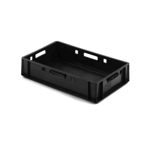 Plastkasse, E-1, 60x40x12,5cm, HDPE, sort, (1 stk.)