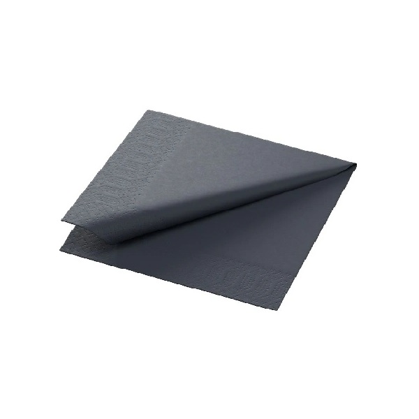 Frokostserviet, sort, 2-lags, 1/4 fold, 33x33cm, nyfiber, (2.400 stk.)
