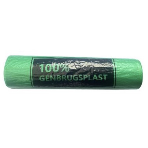 [34519] Spandepose, 30 l, 50x60cm, m/fals, grøn, komposterbar MDPE, 100% genbrug, 15 my, (750 poser)