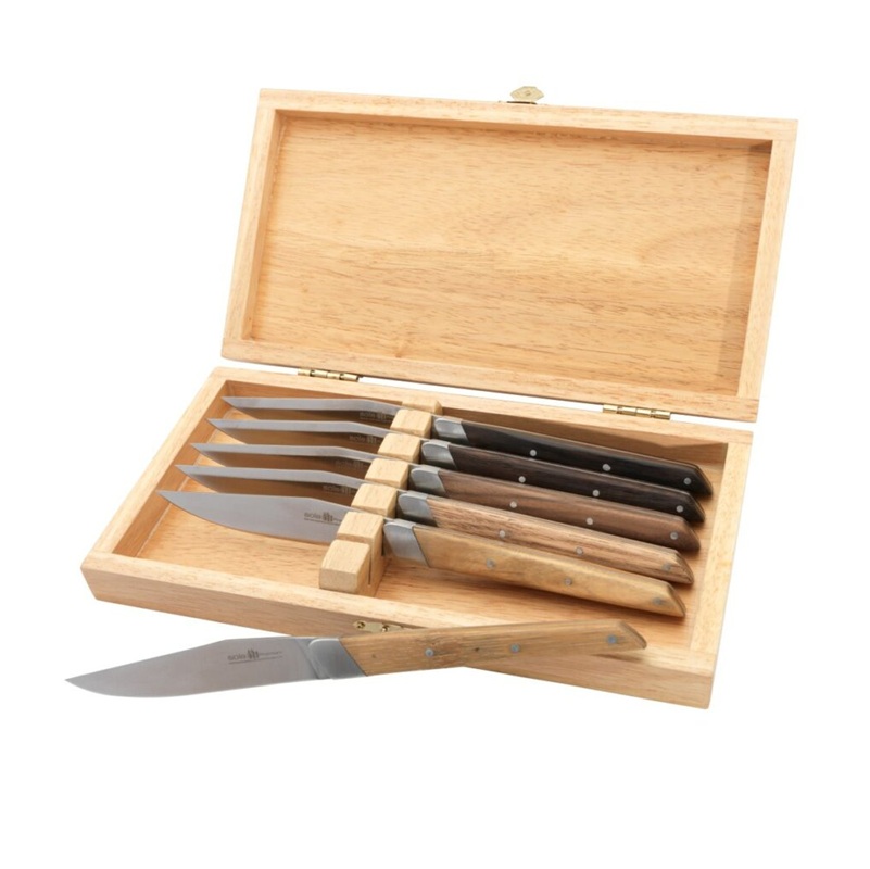 Steak knive, rustfristål, SIGNATURE, SOLA, i trææske, 1 æske med 6 stk, (1 pakke)