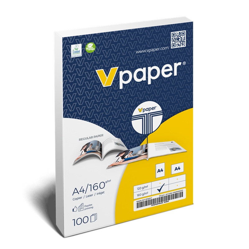 Kopipapir, A4 V med margin, falset/lig fladt, 160g, Peleman, (200 ark)