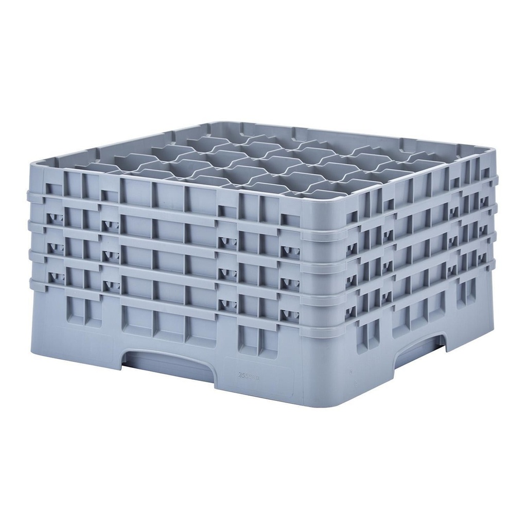 Opvaskekurv t/ glas, 25-rum, Cambro, 50x50 cm, grå plast, (1 stk.)