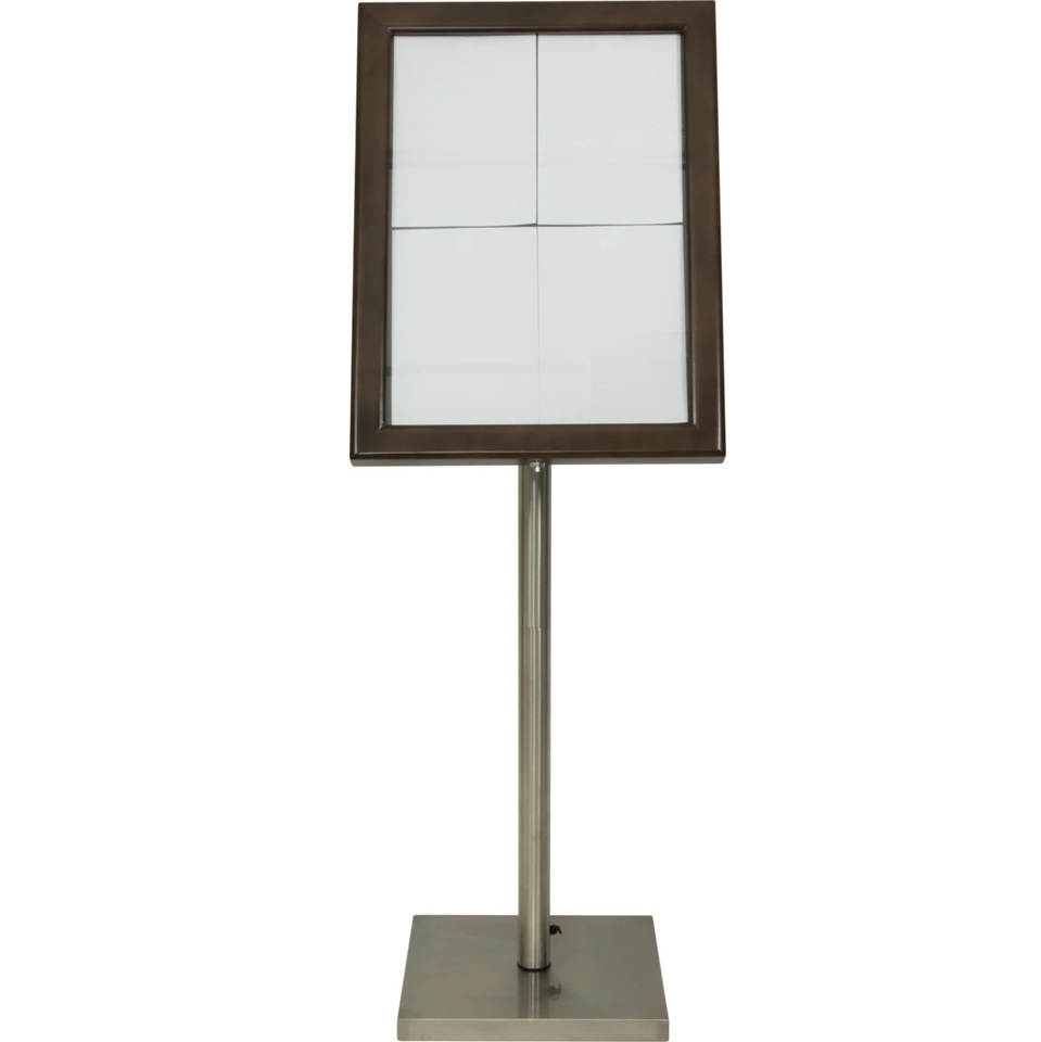 LED Informationsdisplay til 4xA4 med 125 cm stander, Securit® CLASSIC, flere farver, (1 sæt) (Brun)