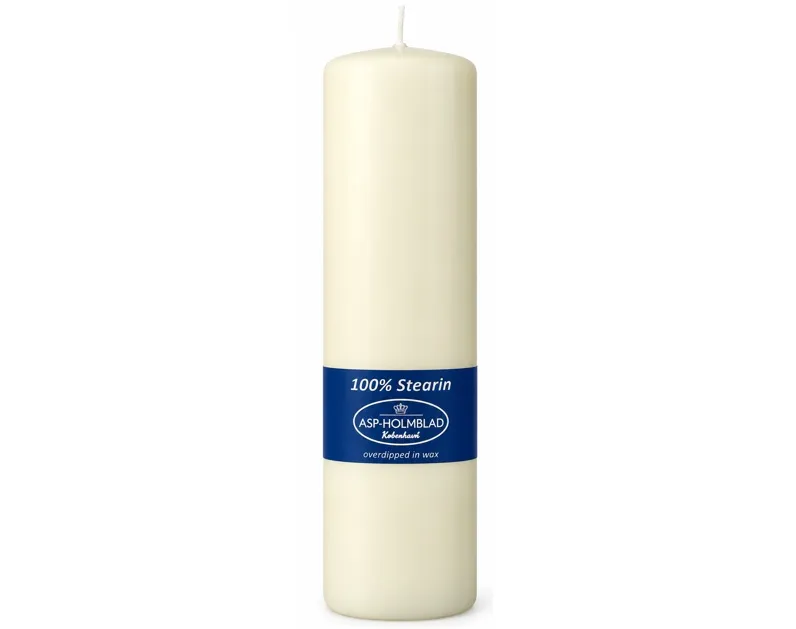 Bloklys, 18cm, Ø5,8cm, hvid, 40 timer, 100% stearin, (10 stk.)