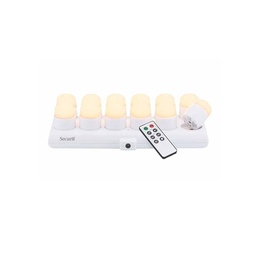 Led lys, varm hvid, genopladelig, m/ fjernbetjening, Securit, (12 stk.)