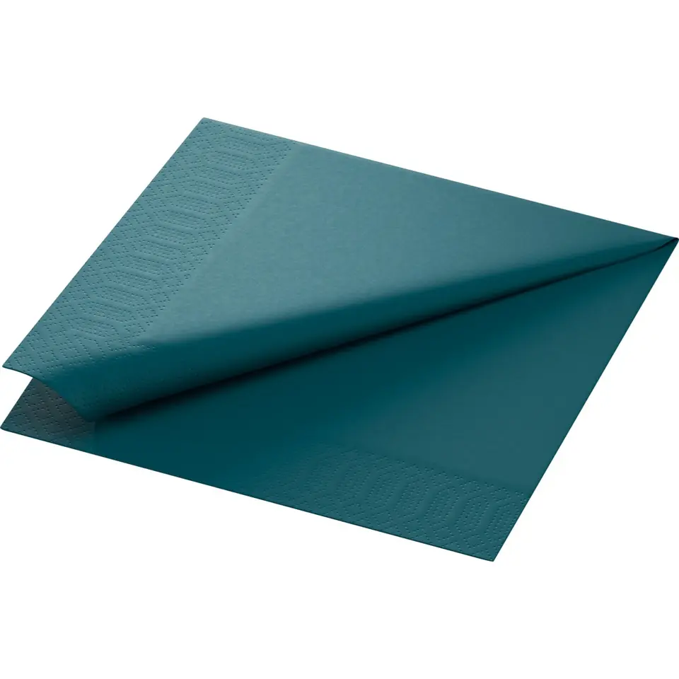 Middagsserviet, 3-lags, 1/4 fold, 40x40cm, ocean teal, nyfiber, Duni, (1000 stk.)
