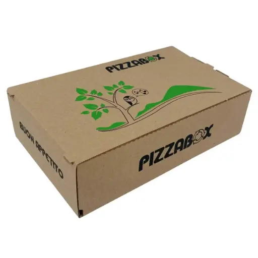 [44042] Pizzaæske, Calzone, L27xB16xH7cm, brun, med tryk, (100 stk.)