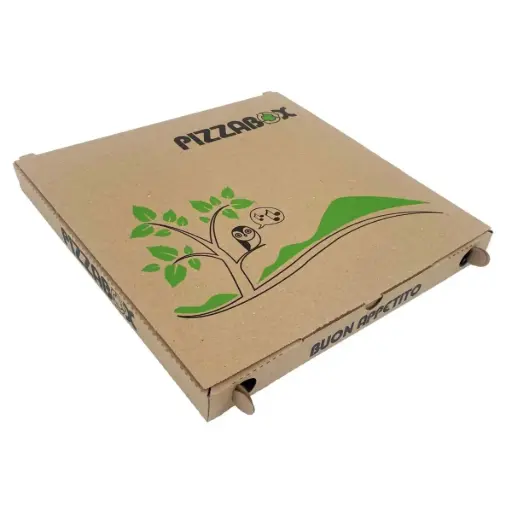 [44045] Pizzaæske, 30x30x3cm, brun, med tryk, (100 stk.)