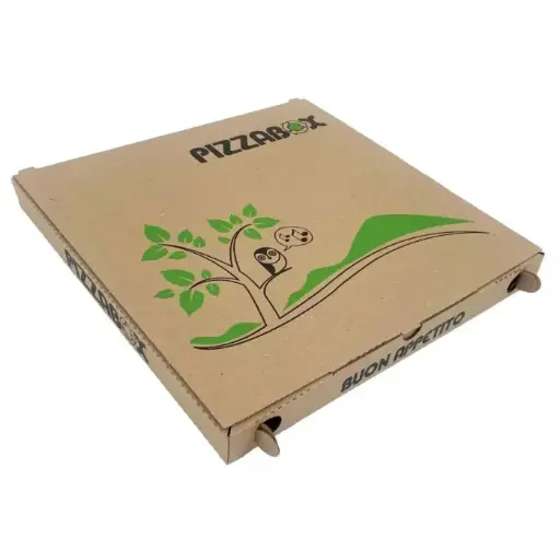 [44046] Pizzaæske, 29x29x3cm, brun, med tryk, (100 stk.)