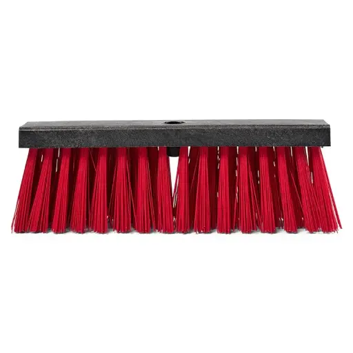 [44943] Halvstiv rød gadekost med supergeving, 16x5 rækker, 35x7,8cm, (1 stk.)