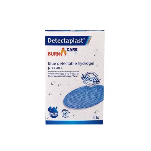 [45621] Plastre til brandsår, detekterbare, 67x110mm, blå, Detectaplast Hydrogel, (pk á 10 stk.)