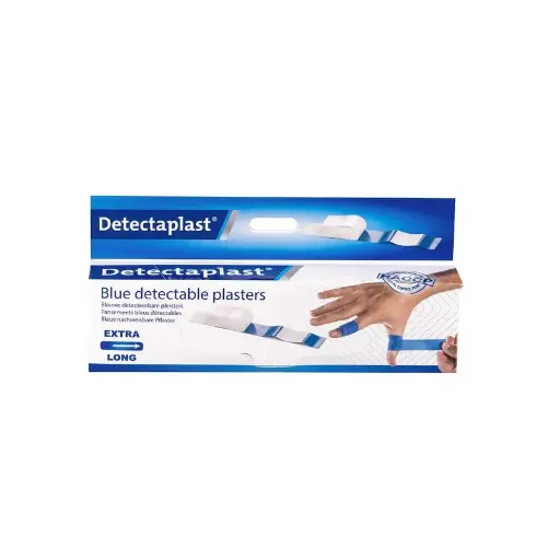 [45632] Plasterdispenser m/  50stk 180x20mm blå detekterbare & vandætte plastre, Detectaplast, (1 stk.)