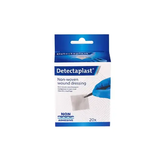 [45656] Sårkompres, Detectaplast, Nonwoven, 5 x 5 cm, Steril, (pk á 20 stk.)