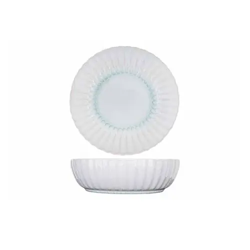 Salatskål, rund/bølget, Ø26x7,5cm, hvid/lyseblå, stentøj, ASTERA PURE, (6 stk.)