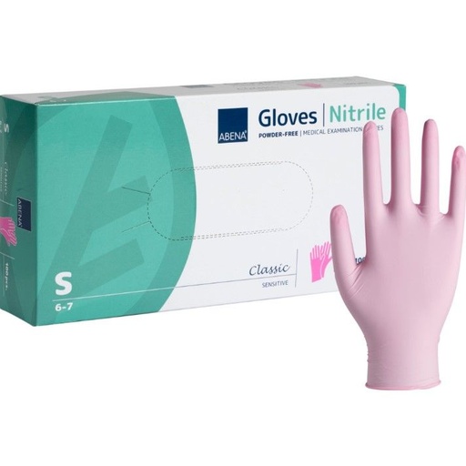 [11624] Nitrilhandsker, Pink, Small, Sensitive, Pudderfri, CAT III, (100 stk.)