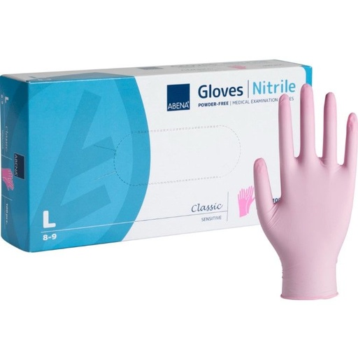 [11627] Nitrilhandsker, Pink, Large, Sensitive, Pudderfri, CAT III, (100 stk.)