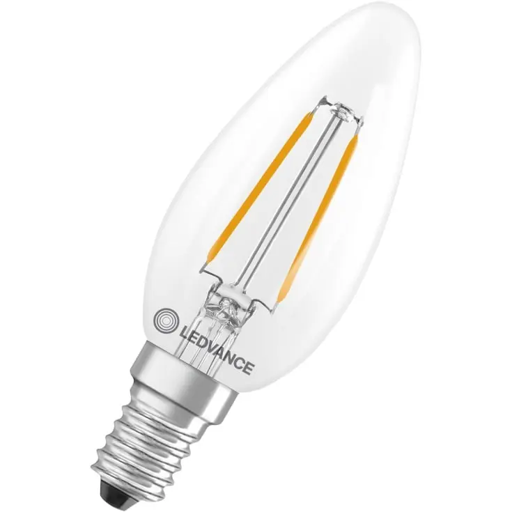 LED kertepær, E14, 250lm, 2700K, 1,8W/827 (25W), klar, LEDVANCE Classic, (10 stk.)