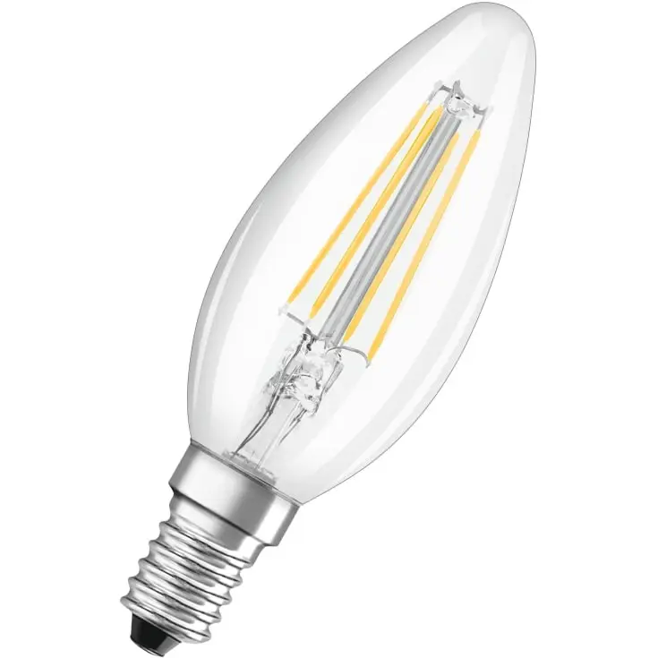 Dæmpbar LED kertepær, Ra97, E14, 470lm, 2700K, 4,2W/927 (40W), klar, LEDVANCE Parathom, (10 stk.)