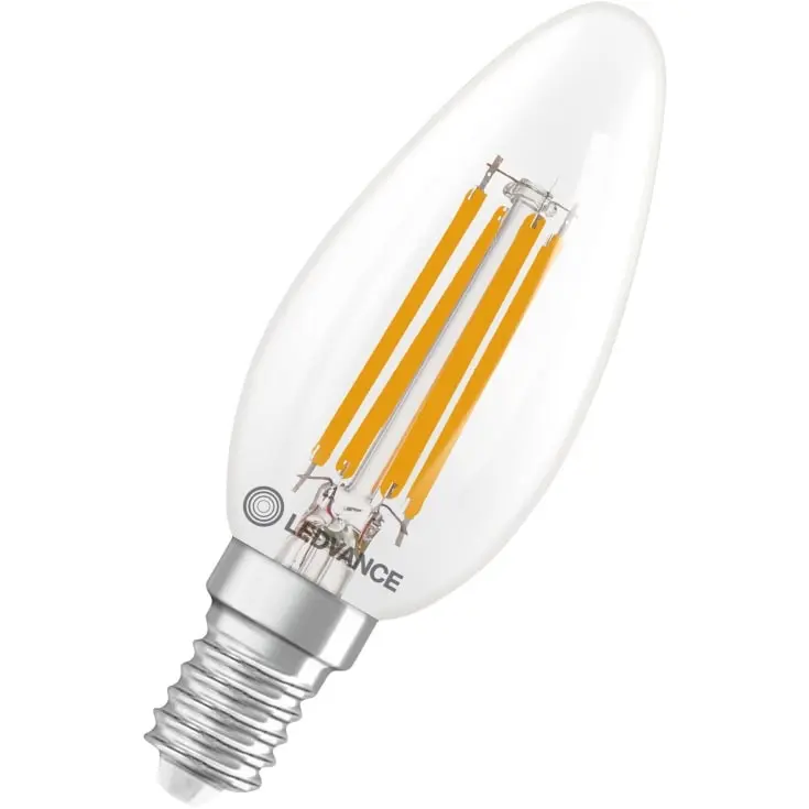 Dæmpbar LED kertepær, E14, 470lm, 2700K, 3,4W/927 (40W), klar, LEDVANCE Classic, (10 stk.)