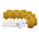 MANI orange glasstager & LED lys m/ hvidt lys, Securit (sæt á 12 stk.)