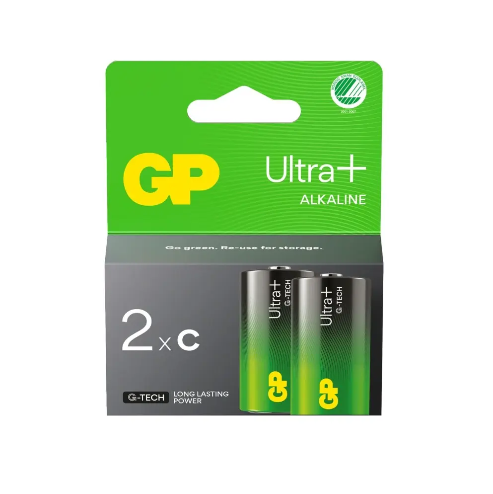 Batteri, GP Ultra Plus, Alkaline, C, (2-pak)